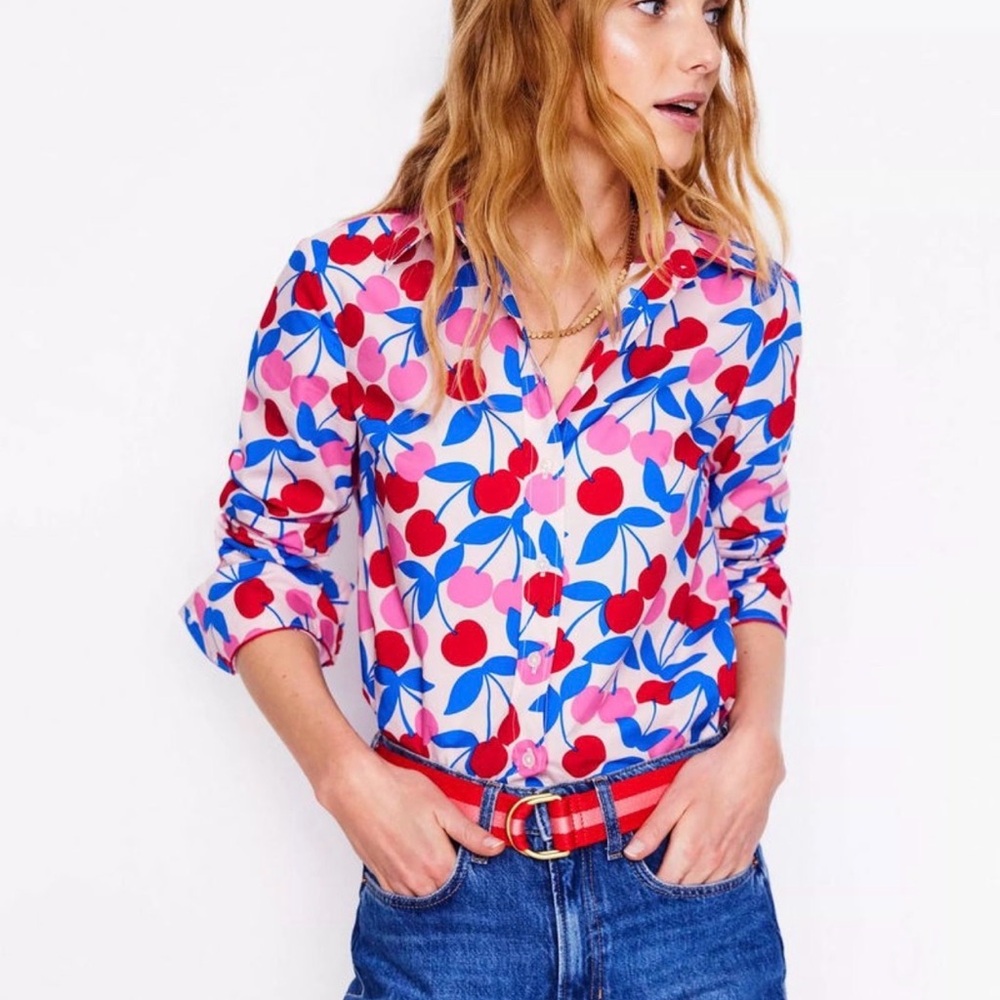 Boden Cherry Print Women's button down shirt